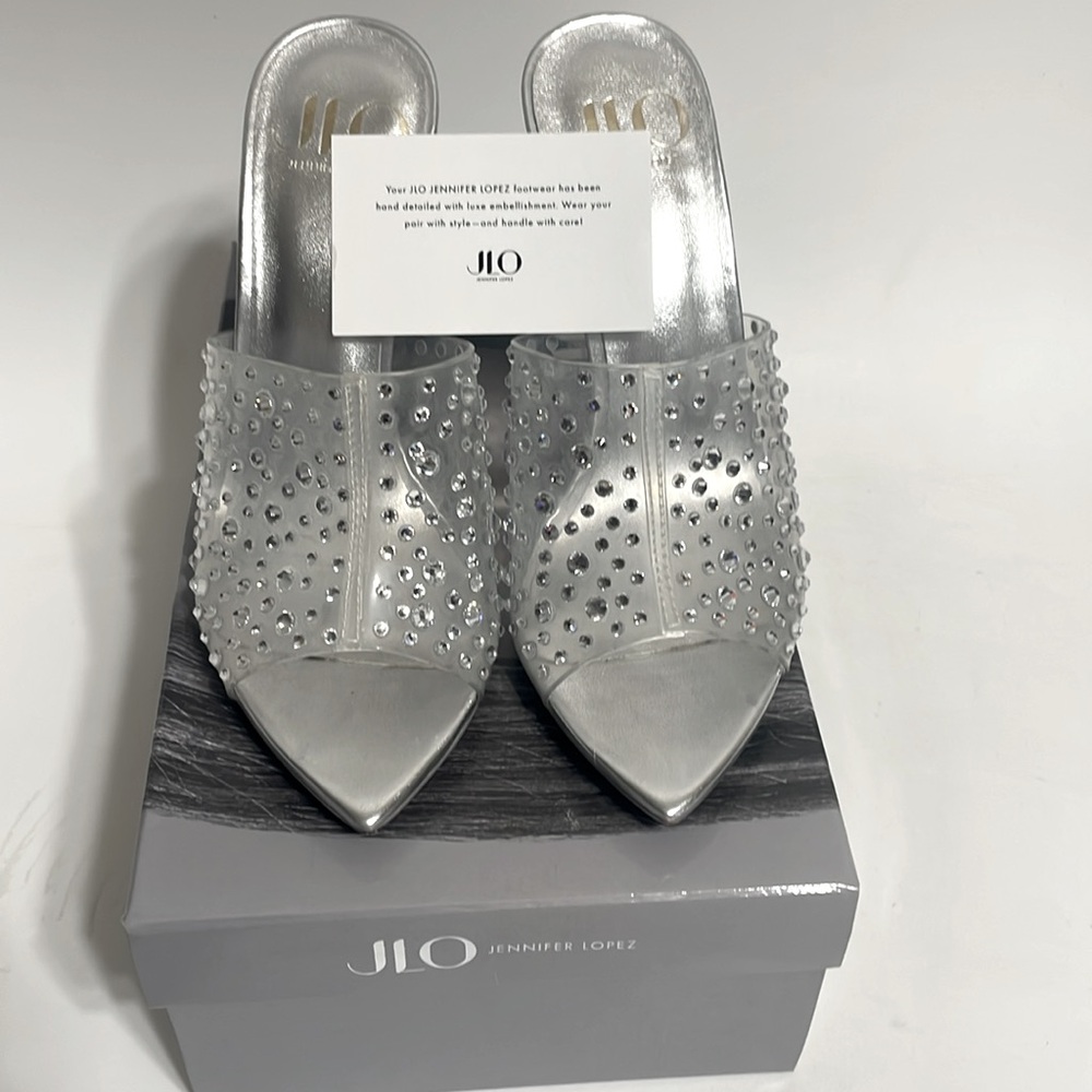 Jennifer Lopez JLO Swarovski Crystal Stilettos Size 7 Silver